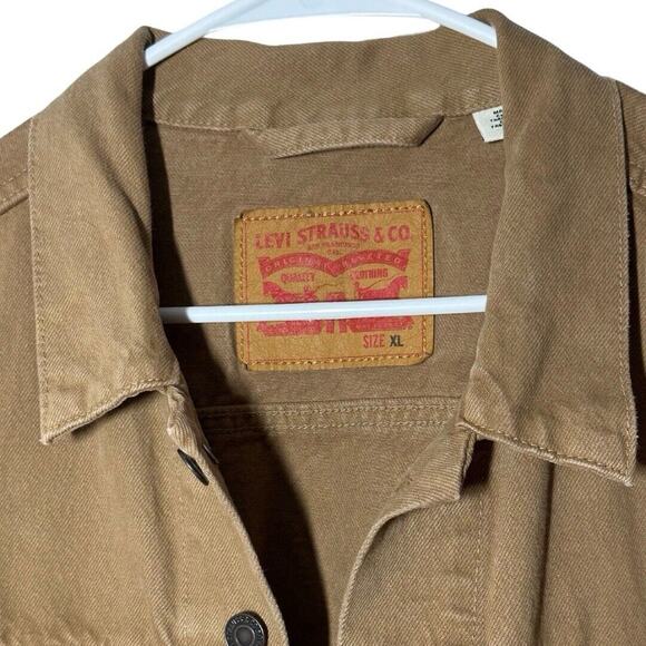 Levi Strauss Tan Men’s Brown Denim Cotton Trucker Jacket Size XL - Picture 3 of 10